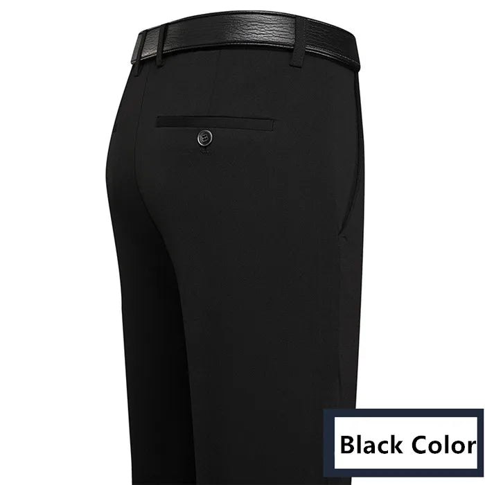 Thick Straight Work Trousers Men Pants Office Formal Black Plus Size Blue Elastic Business Stretch Big 44 48 50 52 Male Wearing