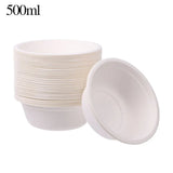 50PCS/Pack 220/350/500ml Disposable Dinnerware ECO-Friendly White Paper Bowl Tableware Outdoor Party Dining Barbecue Supplies