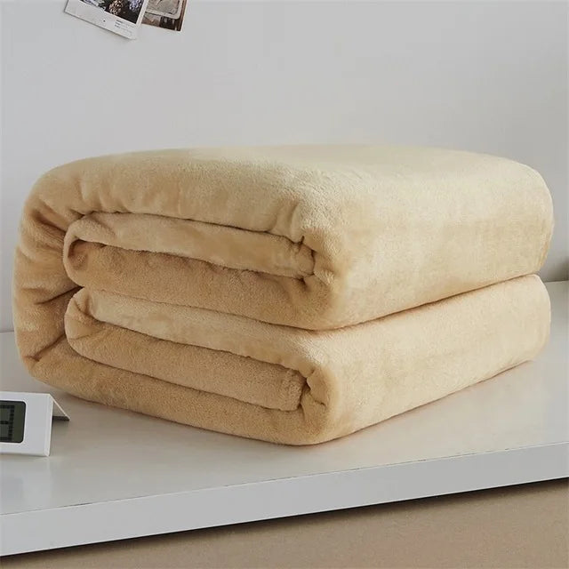 Soft Warm Coral Fleece Flannel Blankets For Beds Faux Fur Mink Throw Solid Color Sofa Cover Bedspread Winter Plaid Blankets