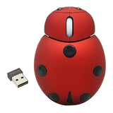 Mini Animal Shape Wireless Mouse with USB Receiver 2.4GHz Cartoon Ladybug Mouse for Most Systems Desktop Laptop Accessories