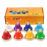 8-Note Hand Bell Children Music Toy Rainbow Percussion Instrument Set 8-Tone Bell Rotating Rattle Beginner Educational Toy Gift