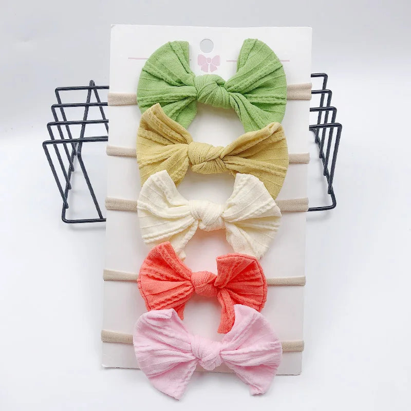 5pcs/Set Bowknot Elastic Hairband Baby Princess Christmas Day Gifts For Children Kids Toddler Girls Hair Accessories Headwear