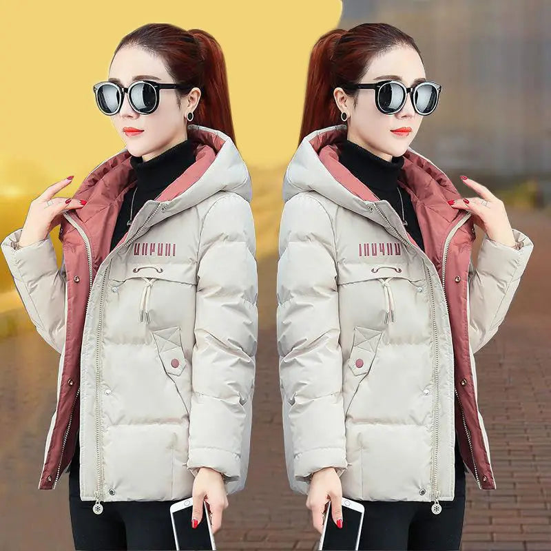 2023 New Winter Jacket Women Parkas Hooded Thick Down Cotton Padded Parka Female Jacket Short Coat Slim Warm Outwear P772