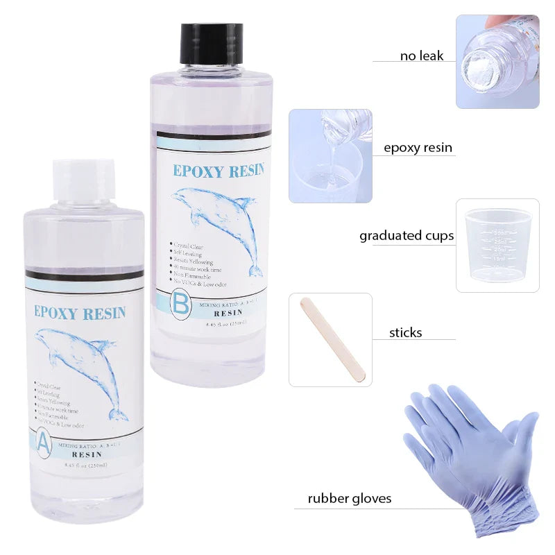 1:1 Clear Epoxy Resin Crystal Clear Art Resin Epoxy 2 Part Epoxy Casting Resin Kit with Measuring Cups, Stick, Silicone Gloves