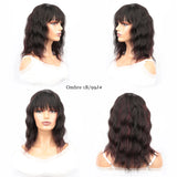 Wet And Wavy Bob Wigs With Bangs Ombre Human Hair Wigs Brazilian Natural Wave Full Machine Wig For Women Perruque Cheveux Humain