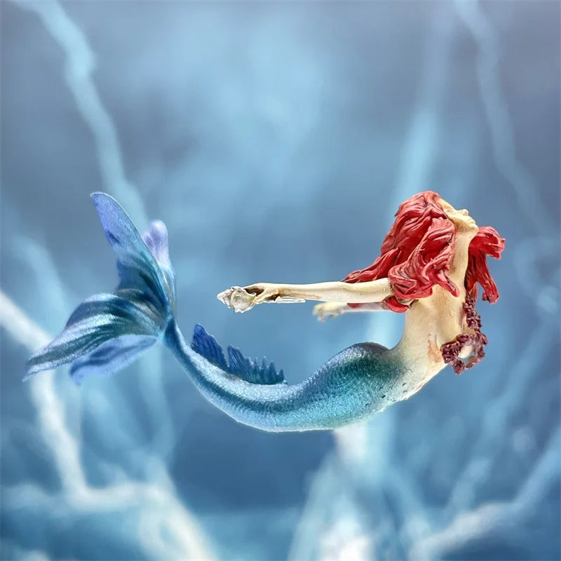 1.7Inch Fantasy Mermaid Figurine Action Figure Hand Painted Resin Doll Static Miniature Diorama Model Desktop Decoration