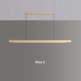 Wooden Pendant Lights Hanging Lamp Modern Table LED Long Linear Light Kitchen Island Lighting for Dining Living Room Office