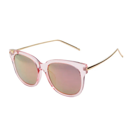 Trendy Cat Eye Metal Polarized Sunglasses Men Driving Eyeglasses Women Vintage Round Big Frame Pink Mirror Film Lens Sun Glasses