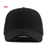 Male Winter large size felt baseball cap big head men fleece-lined sport hat plus size wool snapback caps 56-60cm 61-65cm