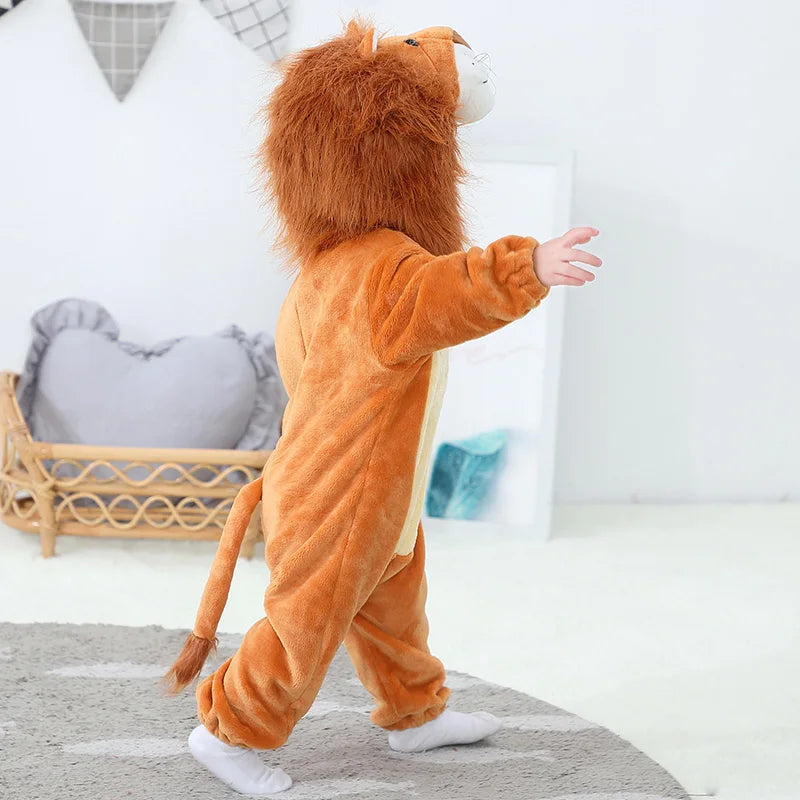 Umorden Animal King Lion Kigurumi Costume Baby Boys Infant Toddler Winter Pajamas Jumpsuit Onesies Flannel Birthday Fancy Dress