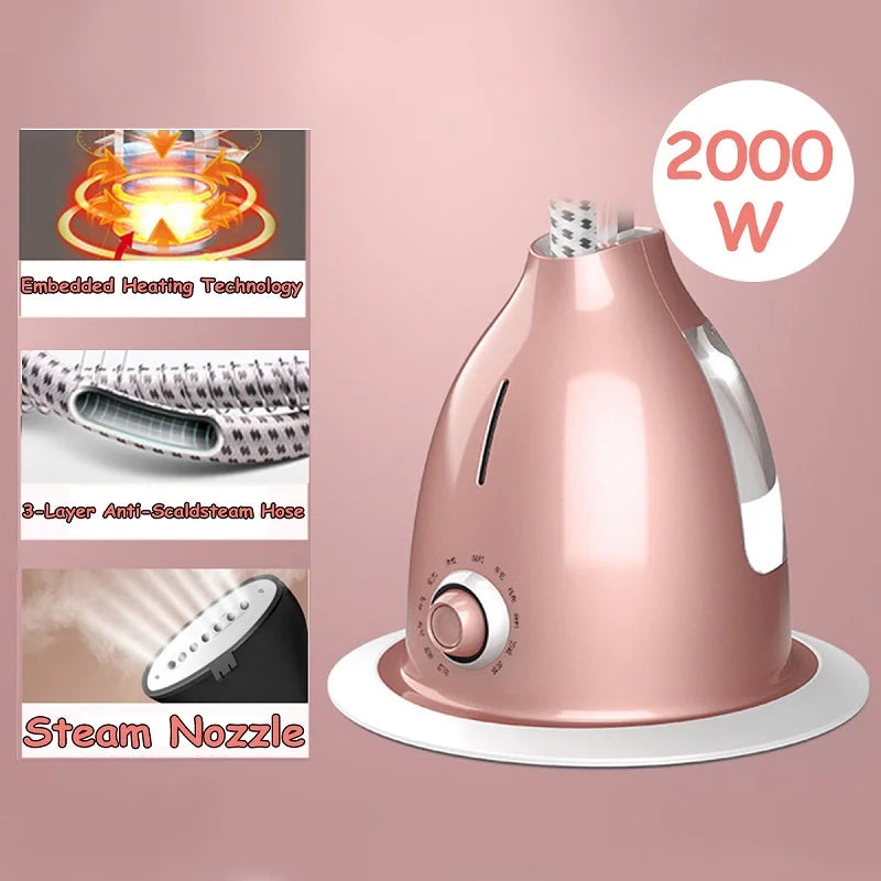 2000W Upright & Handheld Garment Steamer 1.8L Fabric Clothing Ironing Machine Wrinkle Remover 10 Gear Adjustable With Ironing