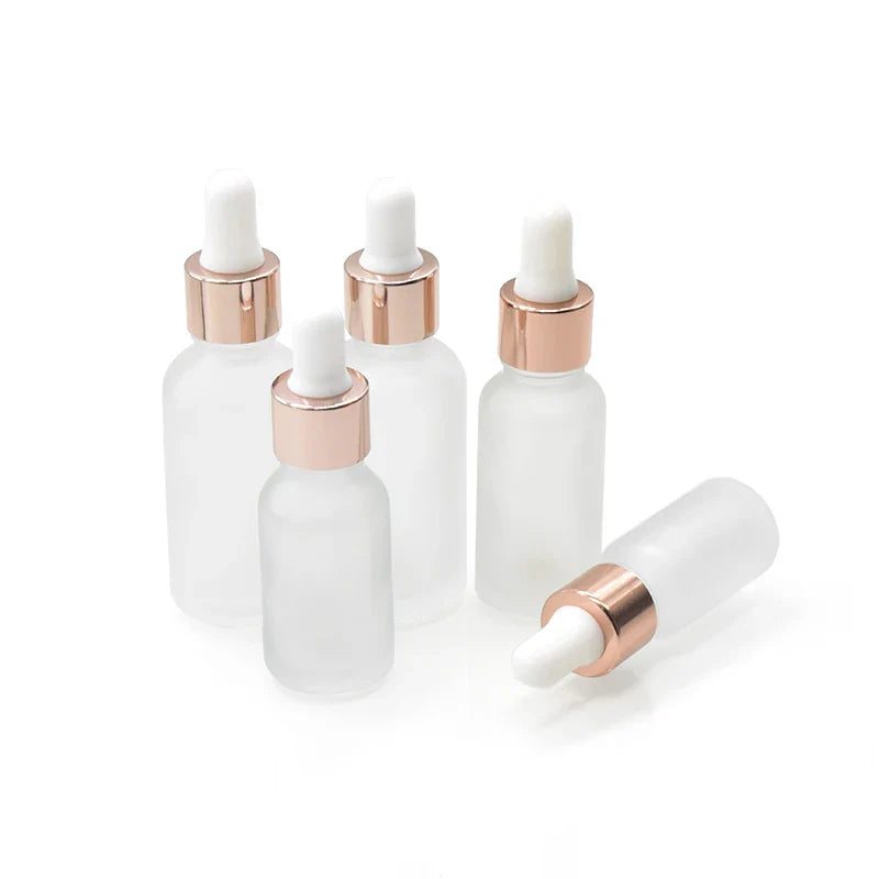 Empty Skin Care Packaging Essential Oil Bottle Series Color Glass Hair Oil Bottles With White Black Gold Silver Dropper Products