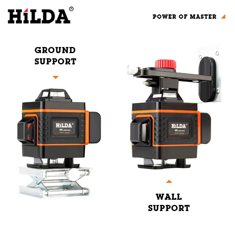 HILDA 12/16 Lines 3/4D Laser Level Level Self-Leveling 360 Horizontal And Vertical Cross Super Powerful Green Laser Level