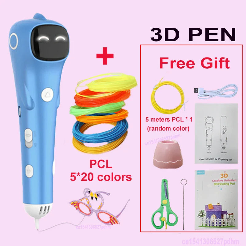 Creative 3D Pen for Safe DIY Art - Low Temp Anti-Scald PCL Filament Drawing Tool for Kids - Perfect Gift for Christmas & Birthdays!