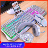 V2 Gaming Keyboard Mouse Headset Set Mechanical Feel Game 104 Keys Keyboards 3200DPI Mice Headphone Combos for PC Gamer