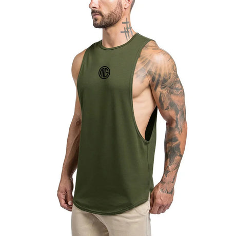 Mens Fitness Tank Tops Gym Clothing Bodybuilding Workout Cotton Sleeveless Vest Male Casual Breathable Fashion Sling Undershirt