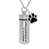 Lovely Pet Paw Cylinder Cremation Pendant Jewelry Ashes Holder Keepsake Cat Dog Memorial Urn Necklace Aluminum Alloy