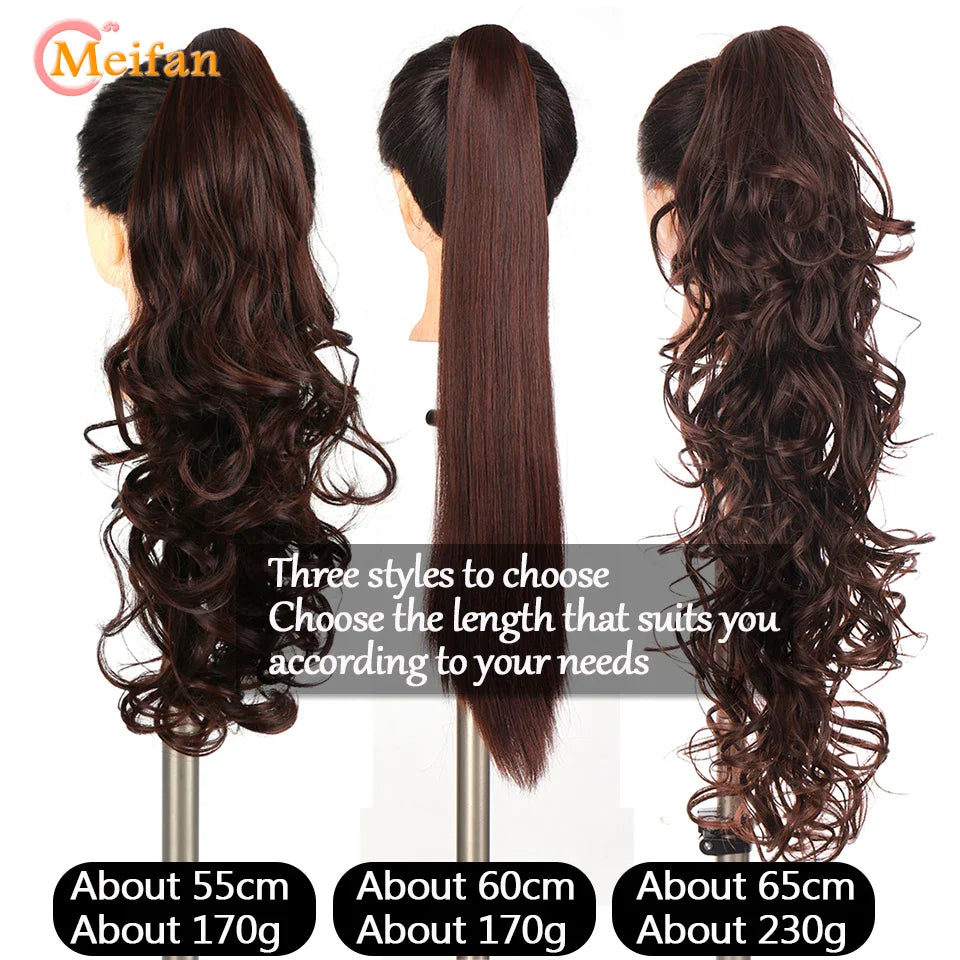 MEIFAN Long Synthetic Wavy Clip in Hair Ponytail Hair Wigs Extensions Style Claw Pony Tail Hairpiece for Women Cosplay Party