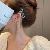 20Style Luxury Shiny Crystal Rhinestone Long Tassel Ear Cuff No Pierced Ear Clip Earrings For Women Wedding Korean Trend Jewelry