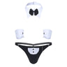 Mens Waiter Tuxedo Lingerie Sexy Cosplay Costume Role Play Uniform See Through Briefs Underwear with Bunny Ears Headband Collar