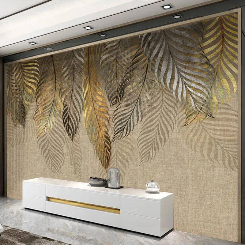 Custom Mural Wallpaper For Bedroom Walls 3D Modern Art Leaves TV Background Wall Painting Living Room Bedroom Home Decor Paper