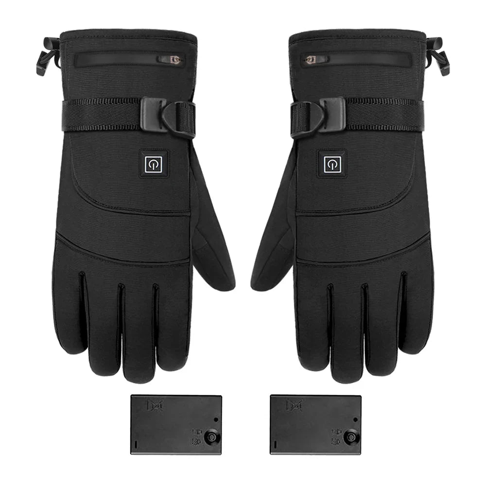 2x Winter Motorcycle Gloves Men Electric Heated Gloves TouchScreen Thermal Guantes Battery Powered for MTB Riding Heating Gloves