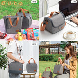 Thermal Lunch Bag for Men&Women Gray Oxford Cloth Aluminum Foil Insulation Shoulder Bag Waterproof Picnic cooler Bag