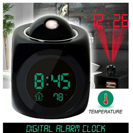 Digital Alarm Clock LCD Creative Projector Weather Temperature Desk Time Date Display Projection USB Charger Home Clock Timer