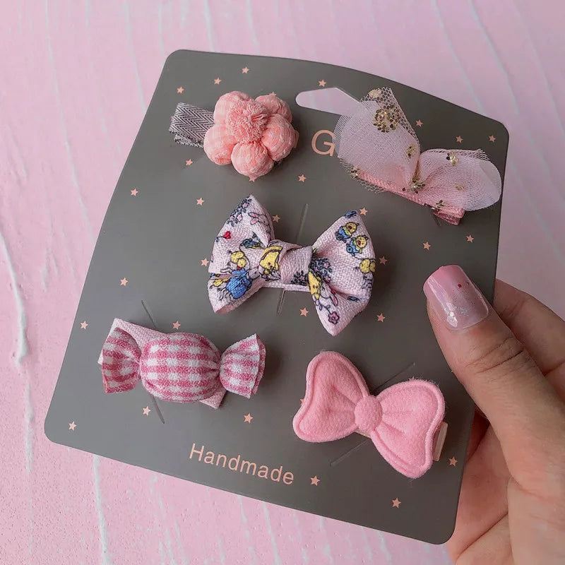 New cute bear girls hair bows 5pcs children Flower hair clips for baby hair Accessories Kids Barrettes Hairpins Headwear TZ85