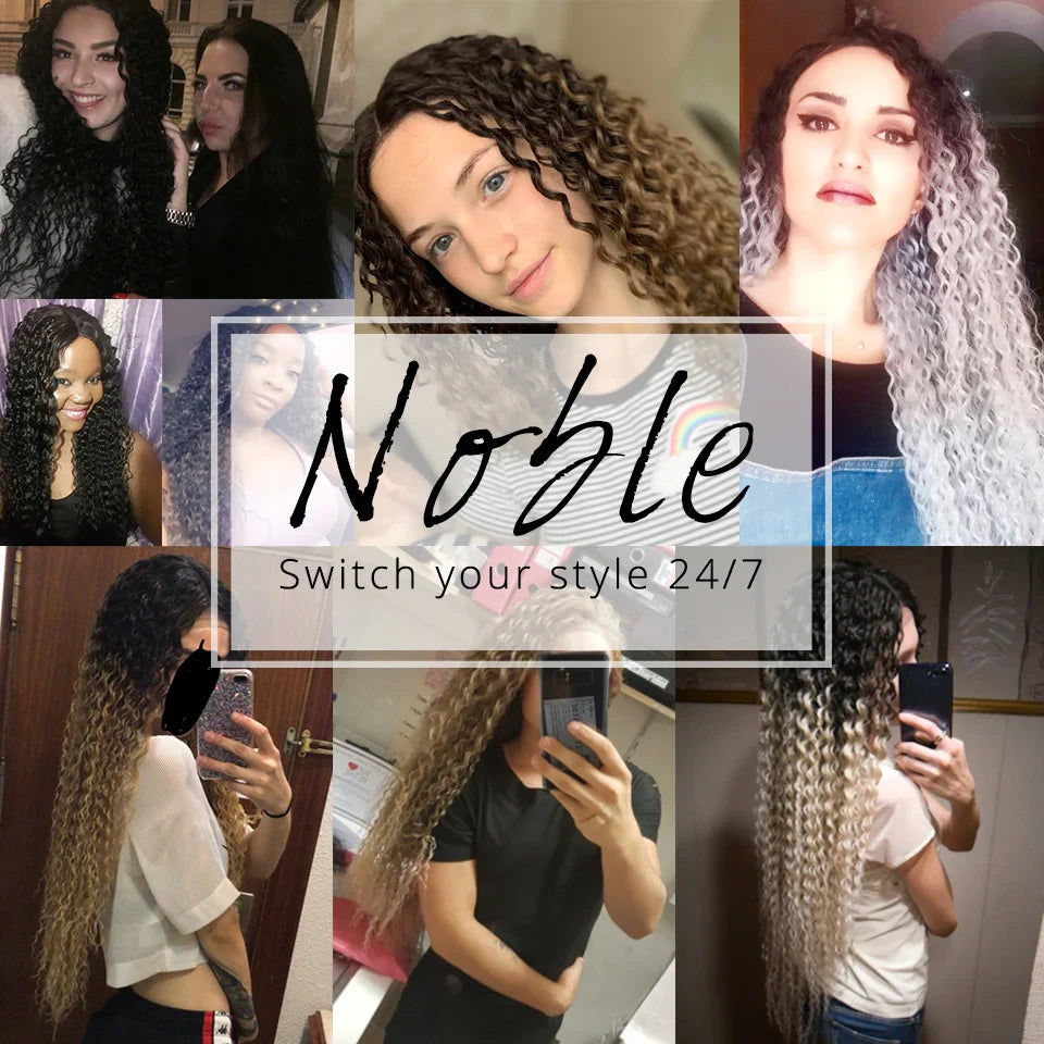 Noble Synthetic Lace Front Wig 38 Inch Long Curly Wig For Women Cosplay Feminino Lace Front Ombre Blonde Wig Heat Resistant Wigs