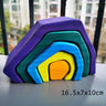 Montessori Wooden Toys Elemental Rainbow Stacking Blocks /Unpaint Wood Tree Building Stacking Car Volcano Coral Sea Wave