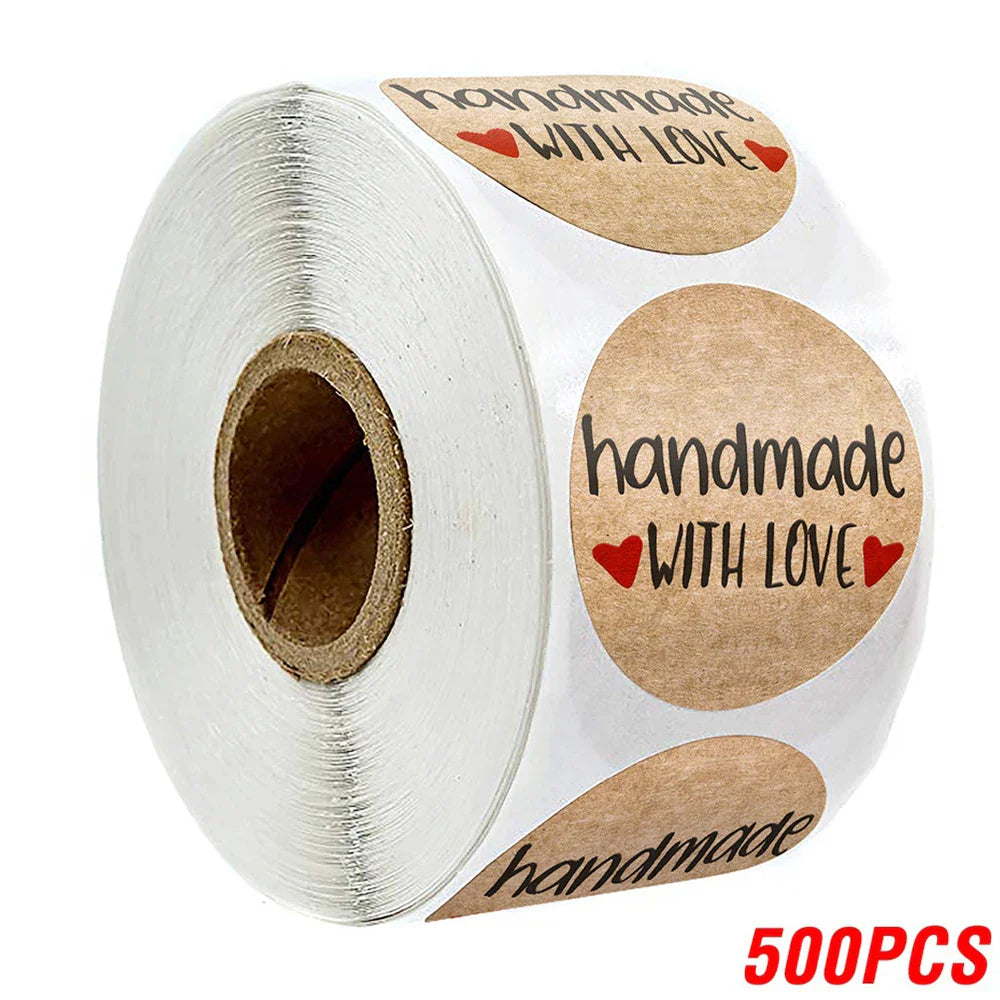 100-500pcs Vintage Kraft Paper Stickers Scrapbook Gift Stationery Label Stickers Handmade With Love Thank You For The Stickers