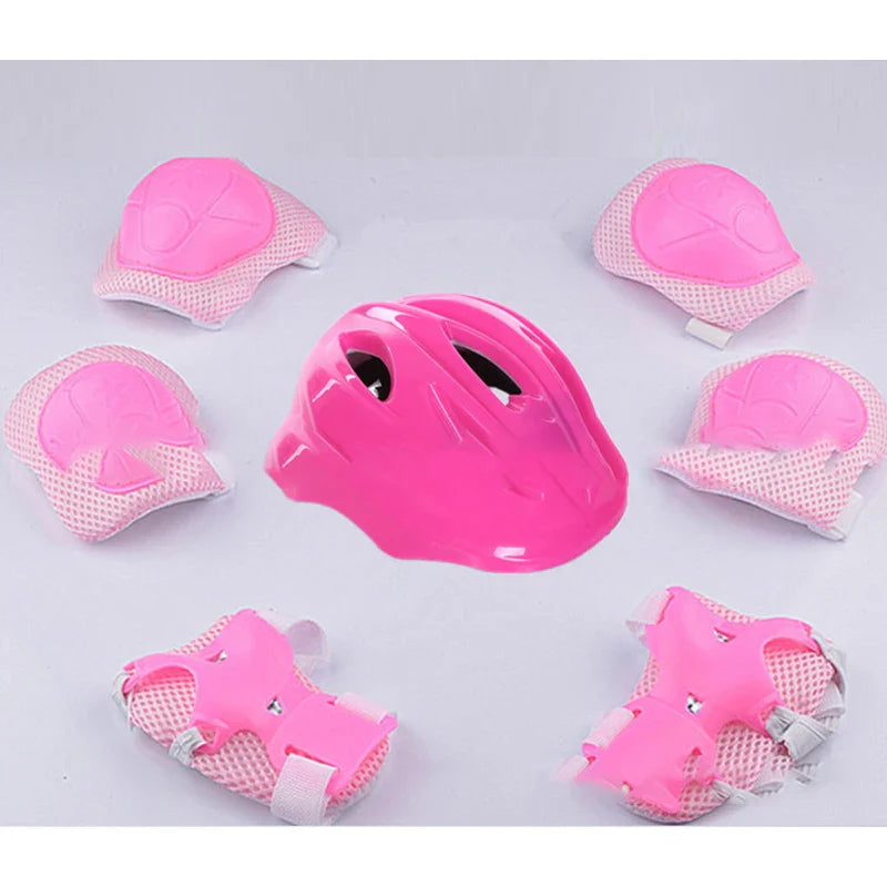 7Pcs/set Kids Boy Girl Safety Helmet Knee Elbow Pad Sets Children Cycling Skate Bicycle Helmet Protection Safety Guard