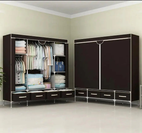 Non-Woven Fabrics Wardrobe Coffee Fabric Closet Portable Folding Dust-proof Waterproof Storage Cabinet Bedroom Home Furniture