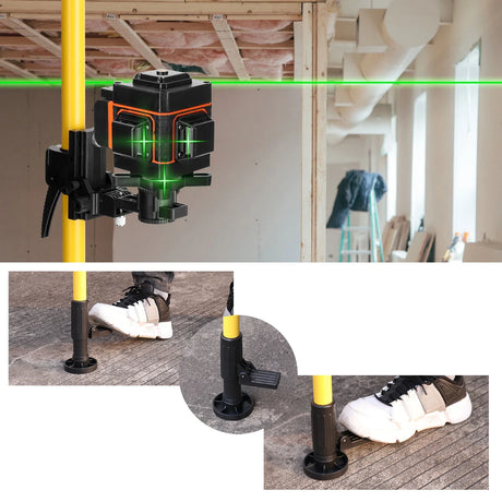 Max 4.2m Height Adjustable Line Leveler Stand Bar Telescopic Pole Bracket 1/4'' Thread Lift Extend Holder for Laser Level