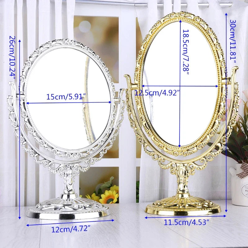 2024 New 2 Sides Makeup Mirror Stand Table Cosmetic Mirror Plastic Dresser Mirrors Tools