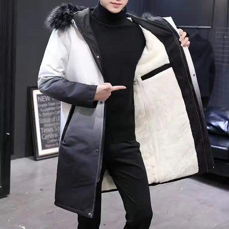 Men Winter New Warm Casual Fur Hooded Jacket Parkas Men Outdoor Fashion Warm Thick Pockets Army Coat Parkas Men