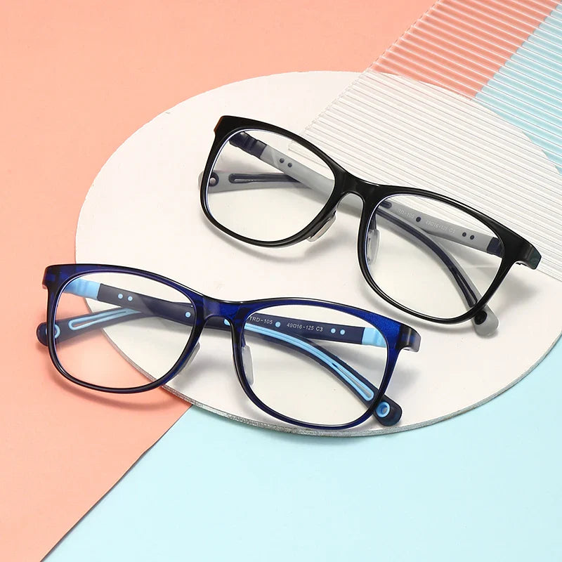 Kids Glasses Myopia Prescription Optical Eyeglasses Boys Girls Anti Blue Light TR90 Silicone Flexible Children’s Glasses Frame