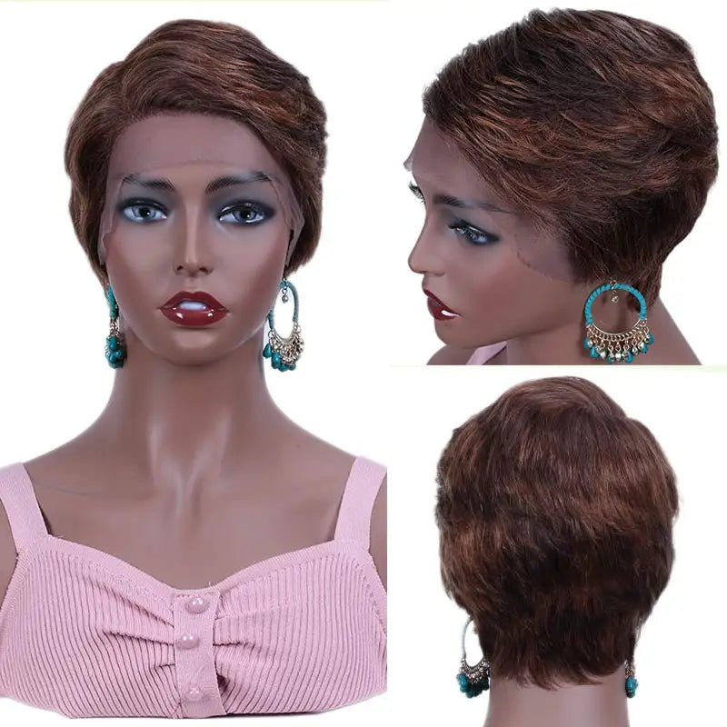 Rebecca Short Bob Wig Pixie Cut Wig Straight Human Hair Wigs T Part Transparent Lace Wig For Women Preplucked Hairline Wig