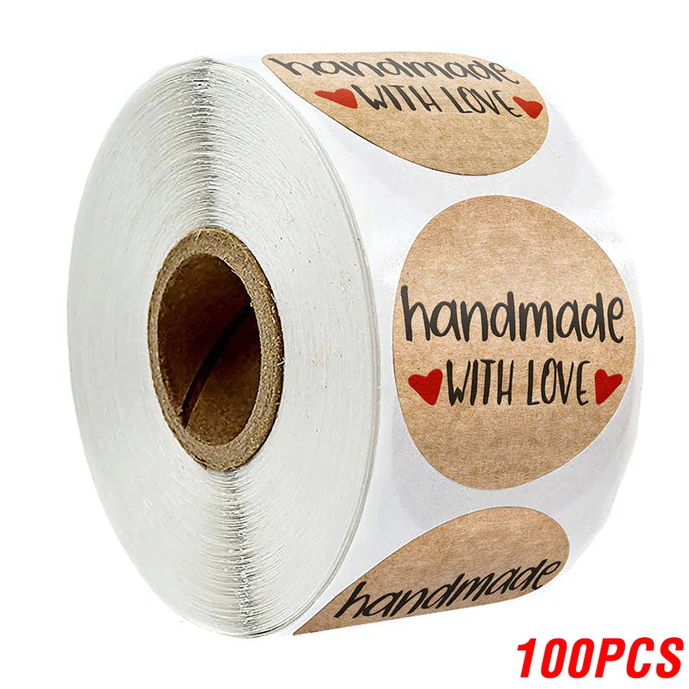 100-500pcs Vintage Kraft Paper Stickers Scrapbook Gift Stationery Label Stickers Handmade With Love Thank You For The Stickers