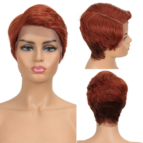 Trueme Short Pixie Cut Lace Wig Colored Brazilian Lace Front Human Hair Wigs Ombre Blonde Brown Part Lace Human Wigs For Women