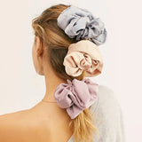 4Pcs/3Pcs Oversized Scrunchie Big Rubber Hair Tie Set Solid Stain Elastic Hair Bands Girl Ponytail Holder Super Hair Accessories