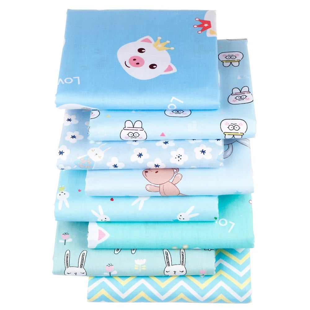 Blue Cartoon Printed Fabric Cotton Twill Cloth for DIY Baby Children Quilt Handicraft Apparel Sewing Textile Material By Meter