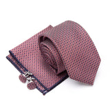 Mens Jacquard Tie Cravat Cufflinks Set Luxury Necktie Fashion Stripe Ties for Men Gift Wedding Dress Handkerchief Accessories