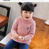 High Quality Sweater With Bear Pure Winter Boy Girl Kid Thick Knitted Turtleneck Shirts Solid High Collar Pullover Fluff Sweater