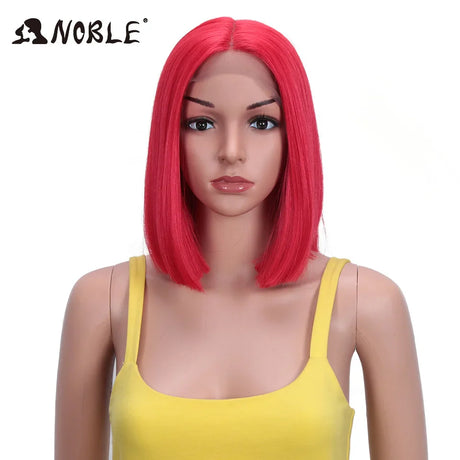 Noble Cosplay Synthetic Lace Wig Cosplay Wig Short Bob Straight 12" Color Yellow Lace Wig Ombre Blonde Wig For Black Women Wig