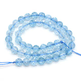 Natural Stone Beads Round Shape Faceted Blue Topaz Loose Spacer Beaded For Jewelry Making DIY Bracelet Necklace Accessories