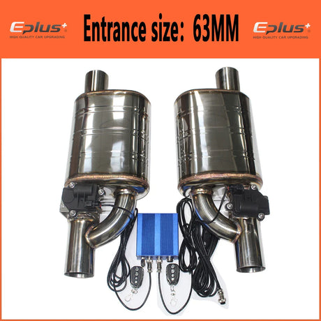 EPLUS 1 Pair 2pcs Car Exhaust System Electric Valve Control Exhaust Pipe Kit Adjustable Valve Angle Silencer Stainless Universal