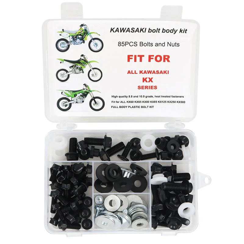 Fit for ALL Kawasaki KX KXF KLX KDX models KX60 KX65 80 85 125 250 KD80 Complete Body Plastic Frame Fender Bolts Kit Fairing Kit