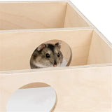 K5DC Hamster House with 2 Chambers Pet Wooden Hideout Nesting Habitat for Gerbils Chinchillas Guinea Pigs Small Animals